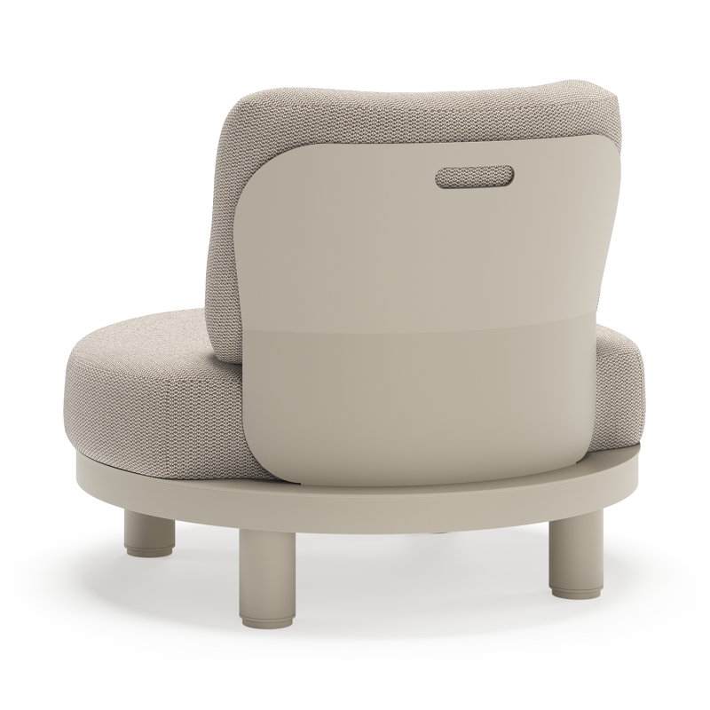 Fauteuil de jardin Donato en aluminium beige et coussins en all weather sunbrella® luxe Lopi Fossil