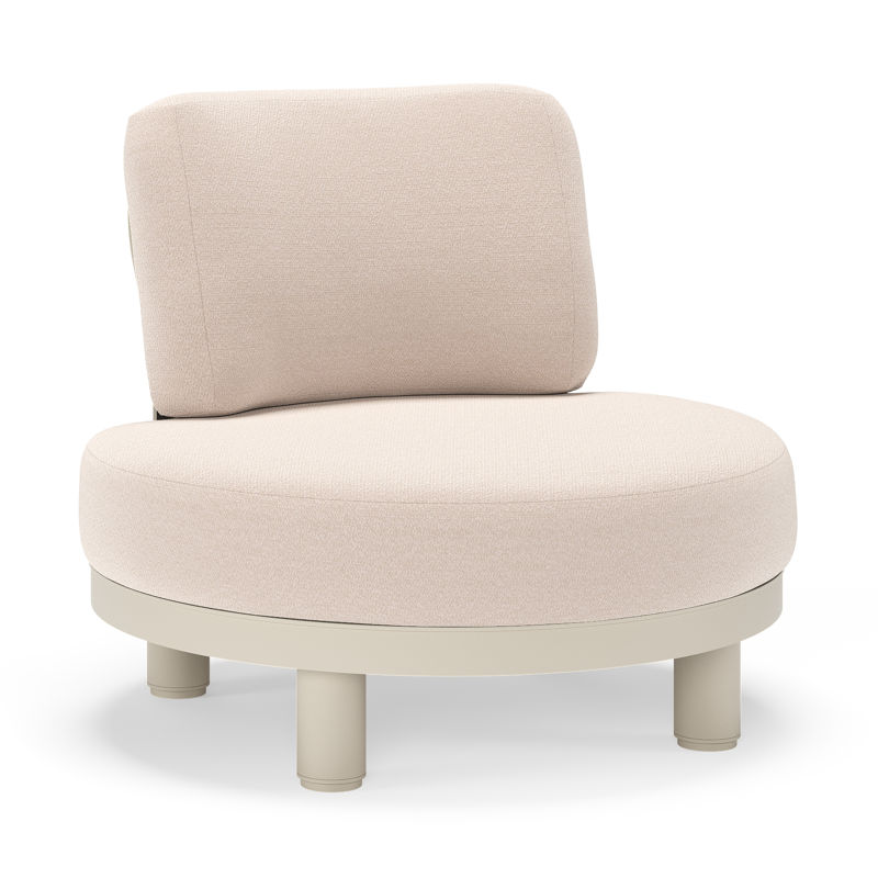 Donato loungestoel in beige aluminium met all weather sunbrella® luxe Wander Pilat kussen