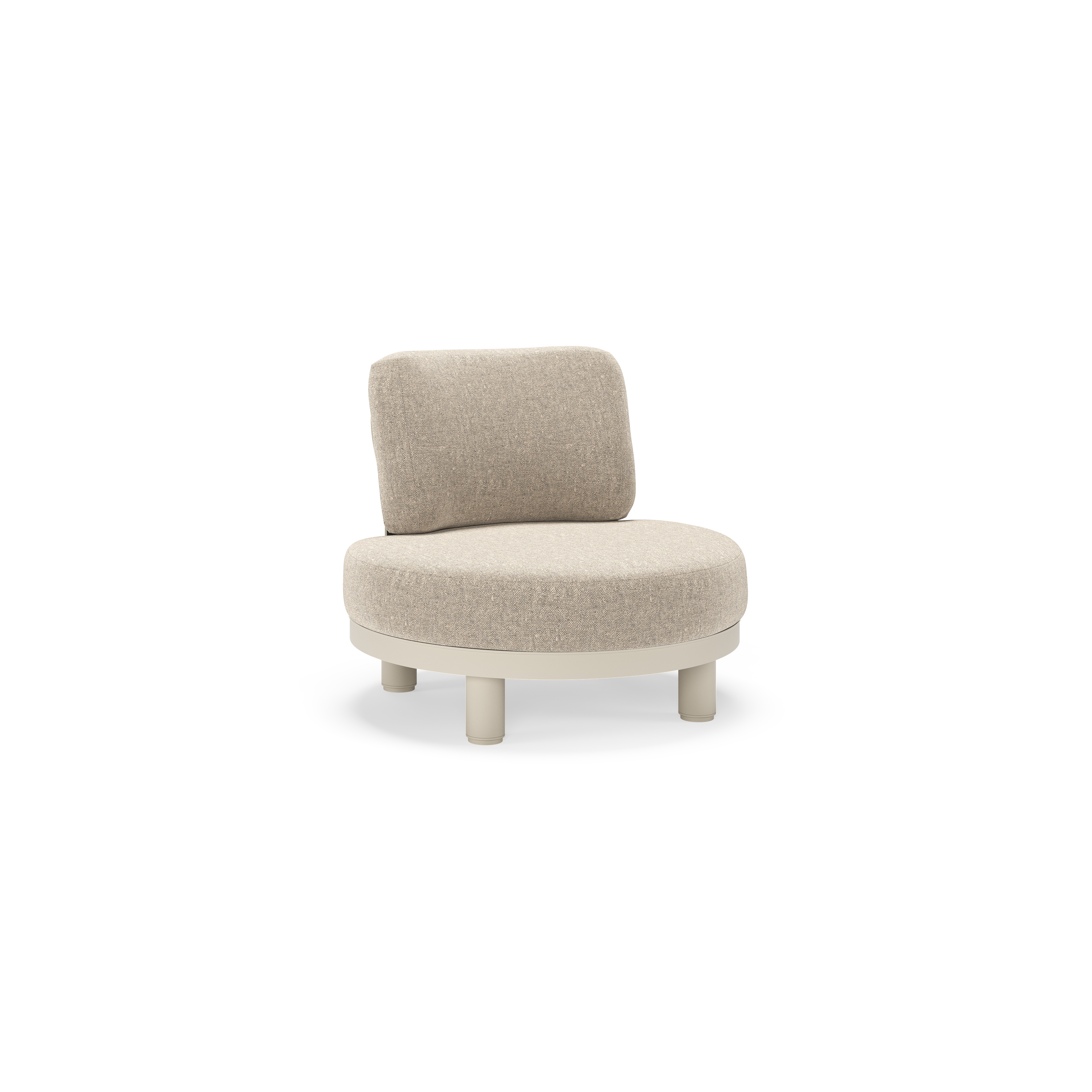 Fauteuil de jardin Donato en aluminium beige et coussins en all weather sunbrella® luxe Chartres Pewter