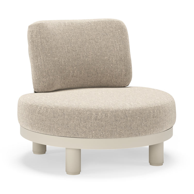 Donato loungestoel in beige aluminium met all weather sunbrella® luxe Chartres Pewter kussen