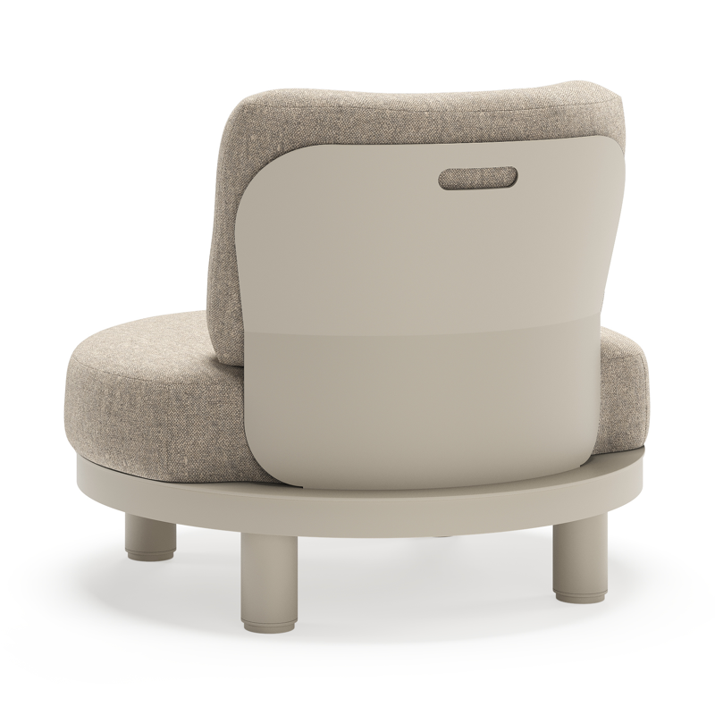 Donato loungestoel in beige aluminium met all weather sunbrella® luxe Chartres Pewter kussen