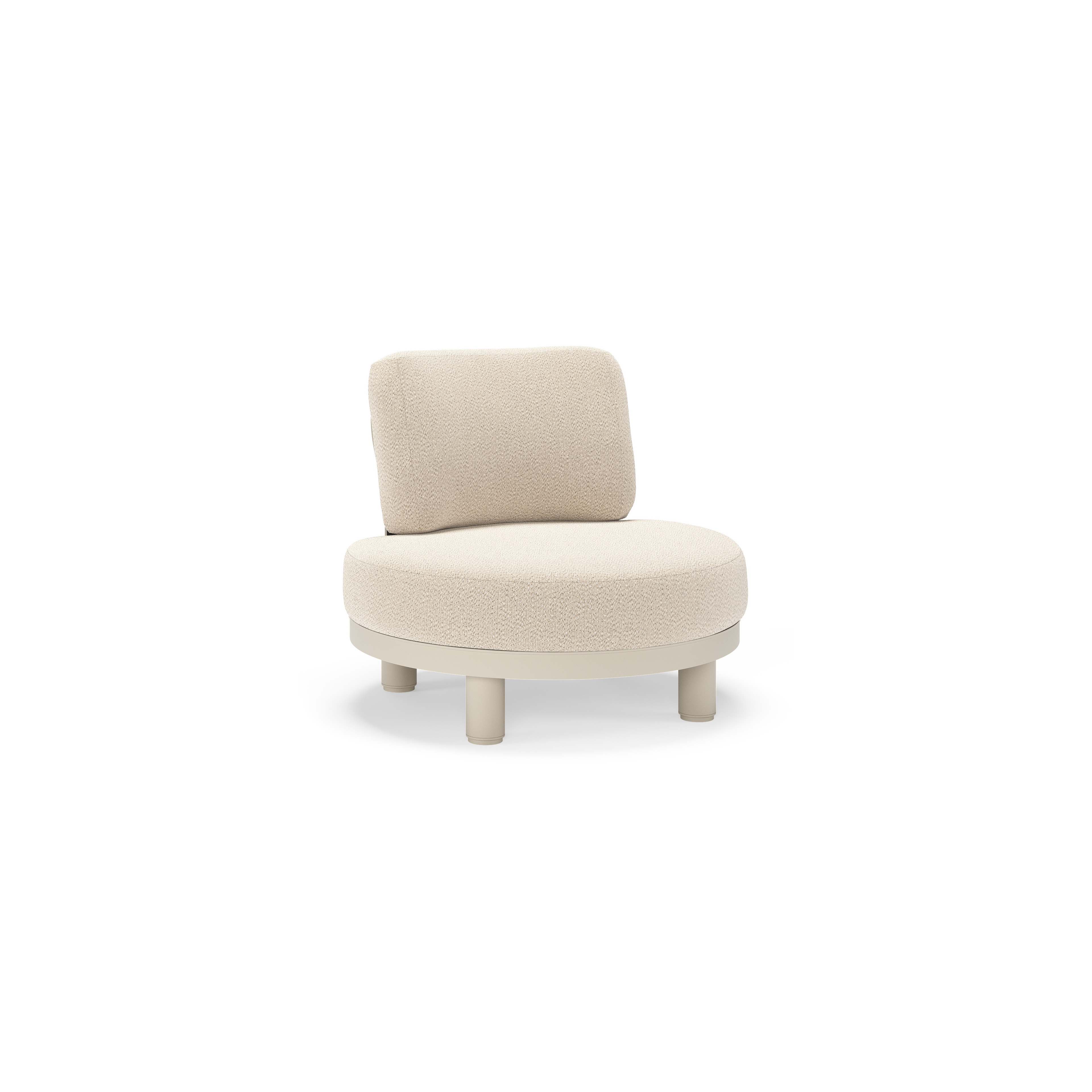 Fauteuil de jardin Donato en aluminium beige et coussins en all weather sunbrella® luxe Lopi Sand