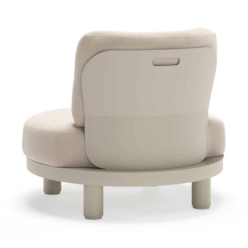 Fauteuil de jardin Donato en aluminium beige et coussins en all weather sunbrella® luxe Lopi Antique