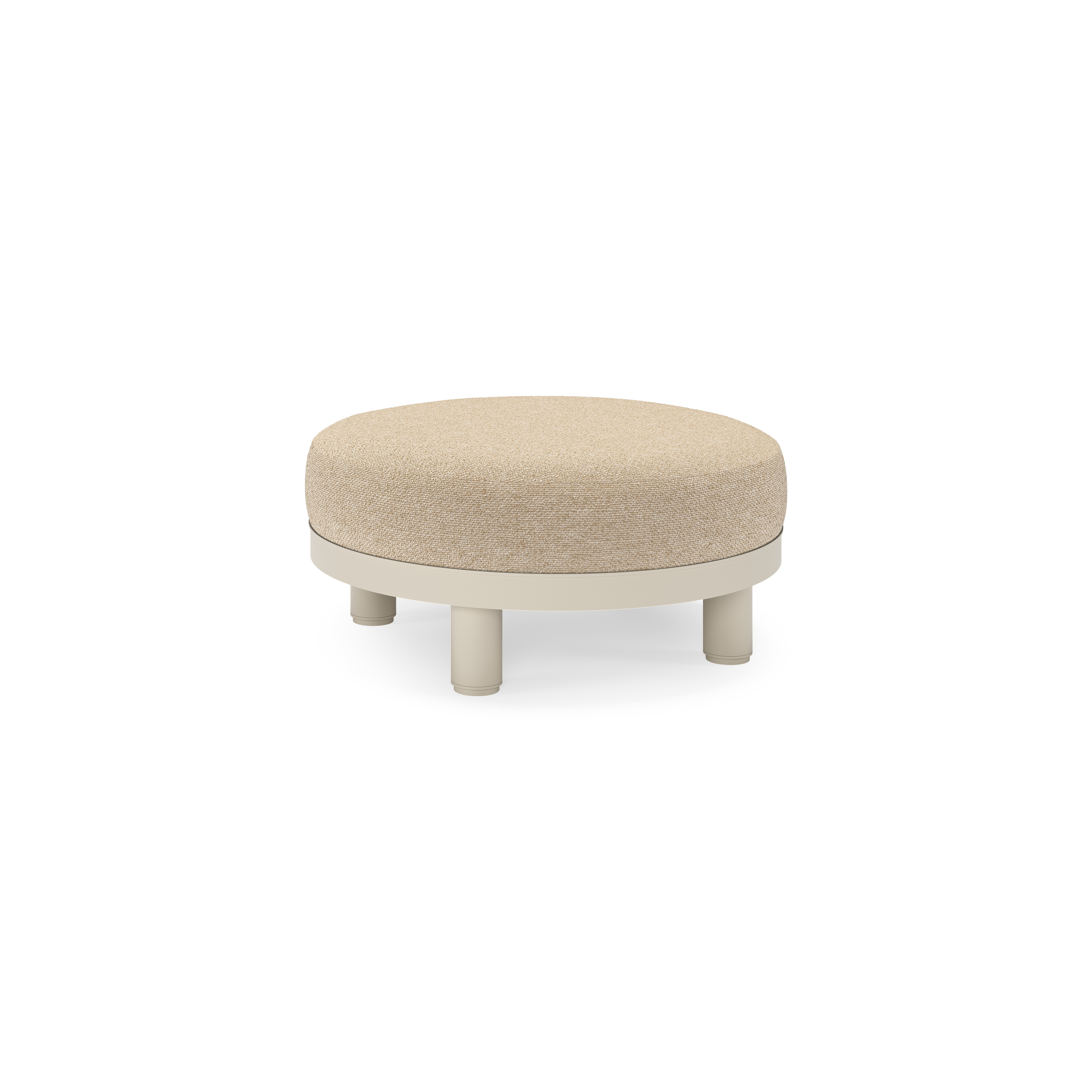 Salon de jardin pouf Donato en aluminium beige et coussins en all weather cosytica Madagascar Oak