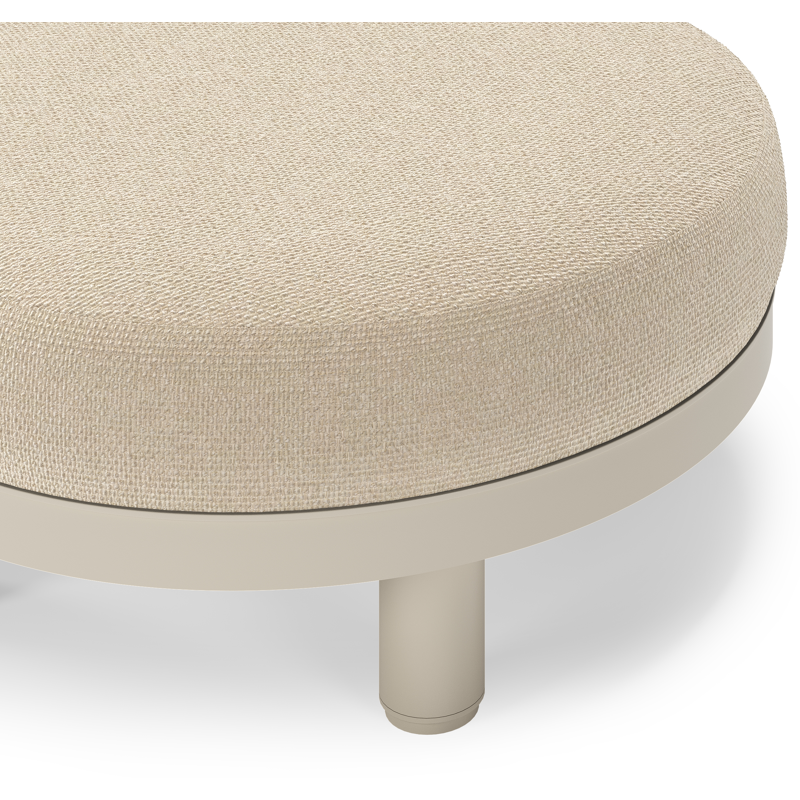 Salon de jardin pouf Donato en aluminium beige et coussins en all weather cosytica Althea Chalk