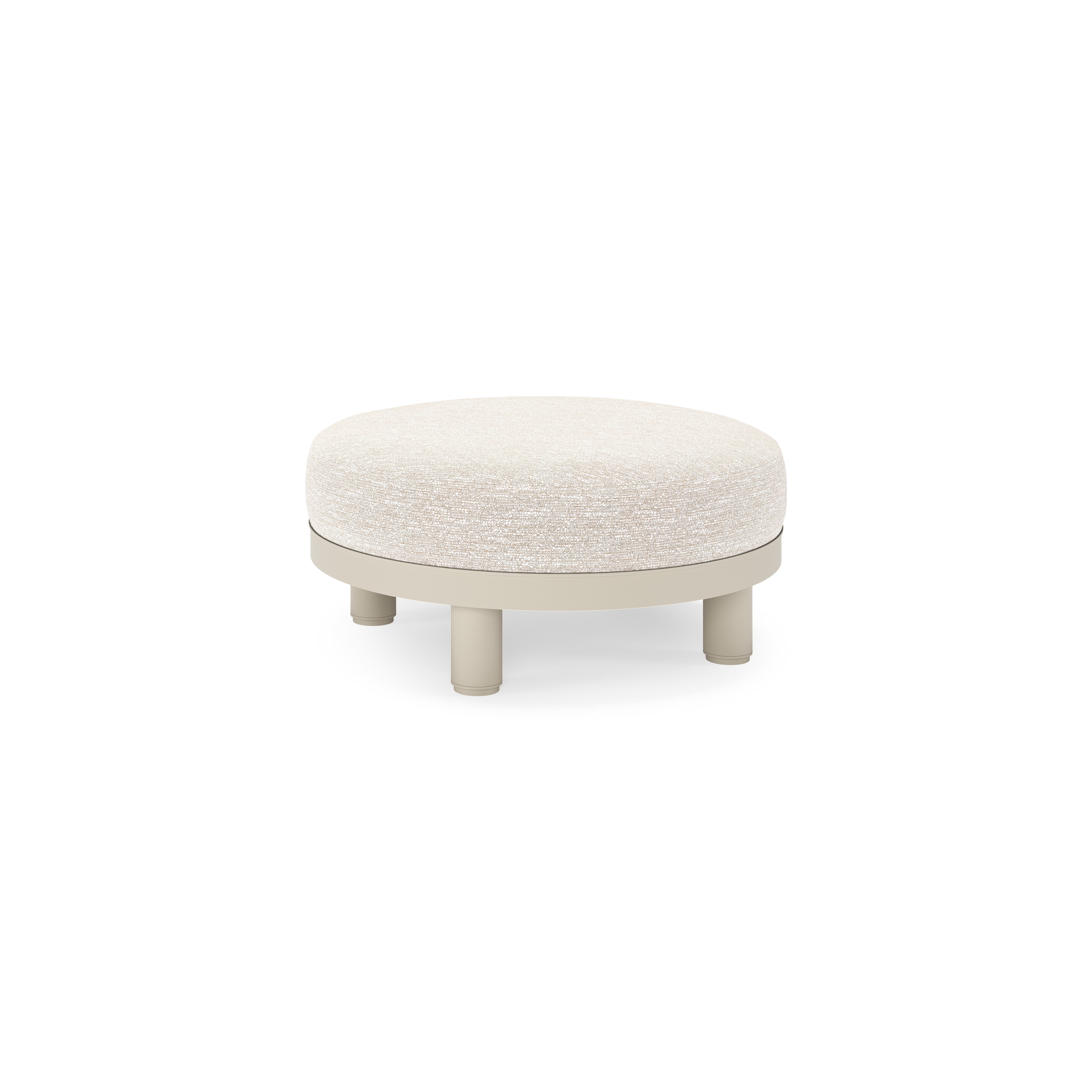 Donato lounge poef in beige aluminium met all weather sunbrella® luxe Tundra Sand kussen