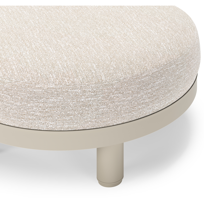 Salon de jardin pouf Donato en aluminium beige et coussins en all weather sunbrella® luxe Tundra Sand