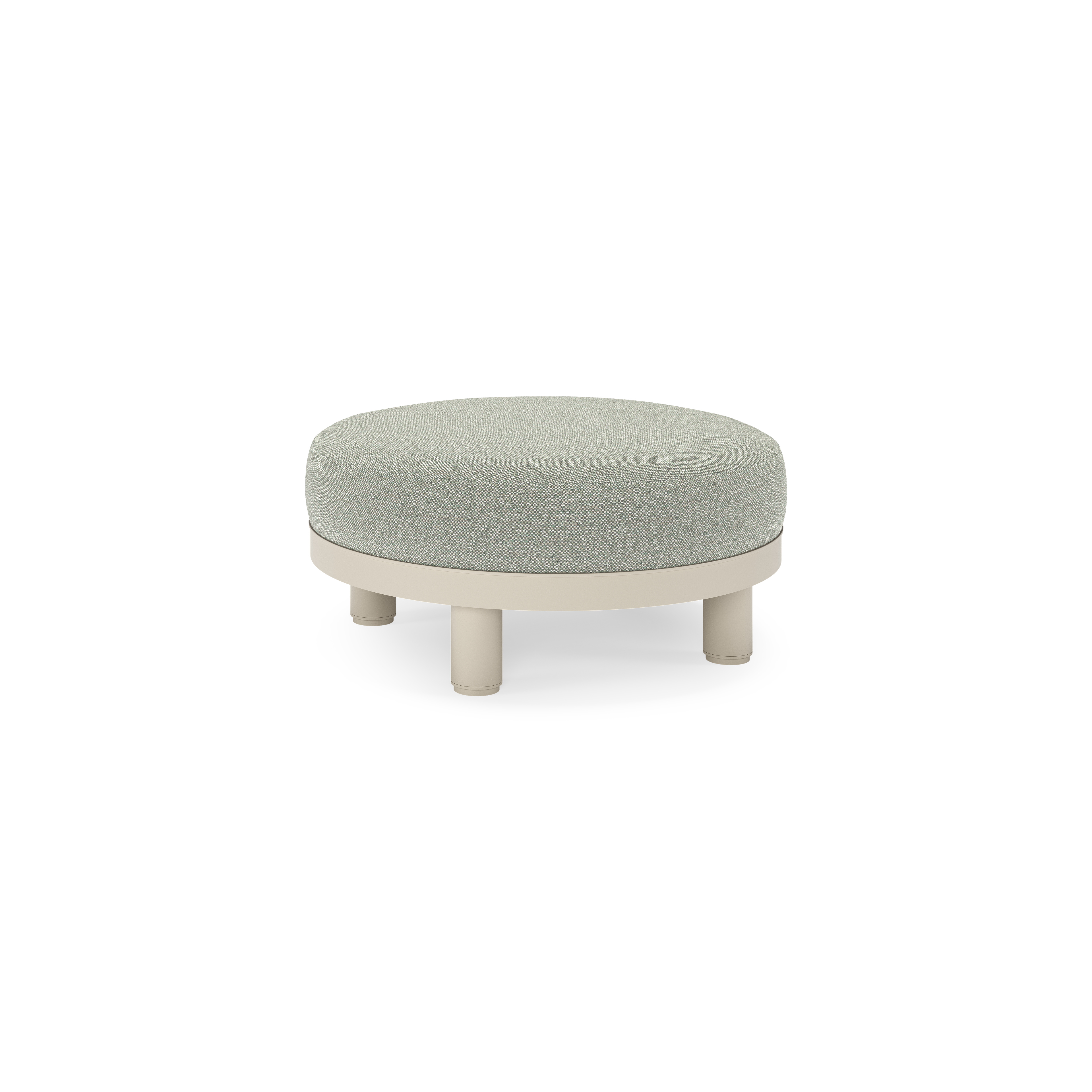 Donato lounge poef in beige aluminium met all weather sunbrella® luxe Savane Leaf kussen