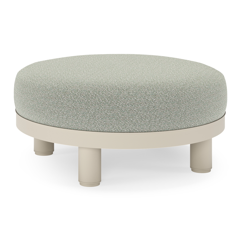 Donato lounge poef in beige aluminium met all weather sunbrella® luxe Savane Leaf kussen