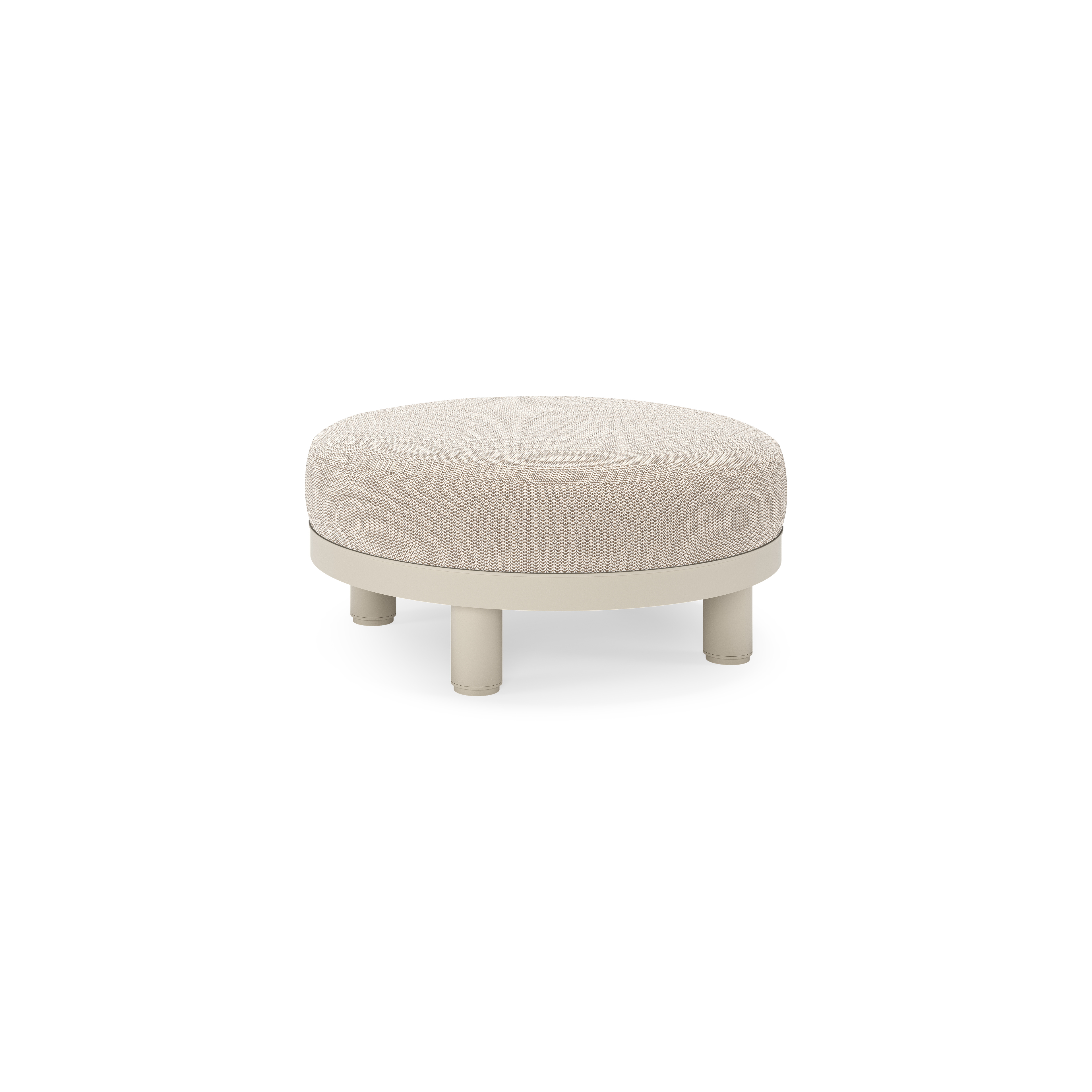 Salon de jardin pouf Donato en aluminium beige et coussins en all weather sunbrella® luxe Lopi Fossil