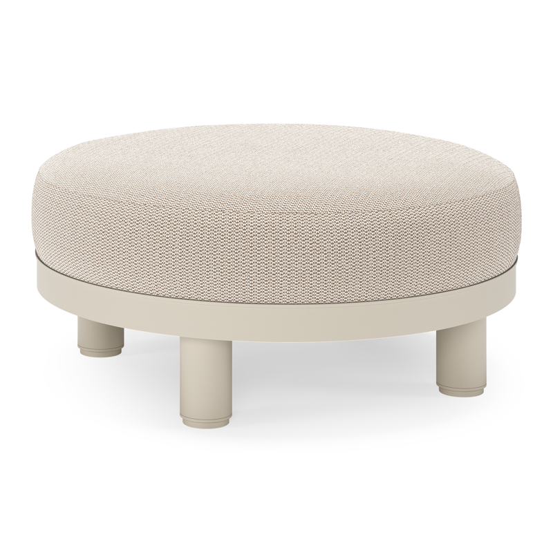 Salon de jardin pouf Donato en aluminium beige et coussins en all weather sunbrella® luxe Lopi Fossil