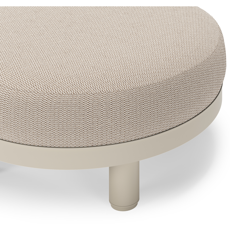 Salon de jardin pouf Donato en aluminium beige et coussins en all weather sunbrella® luxe Lopi Fossil