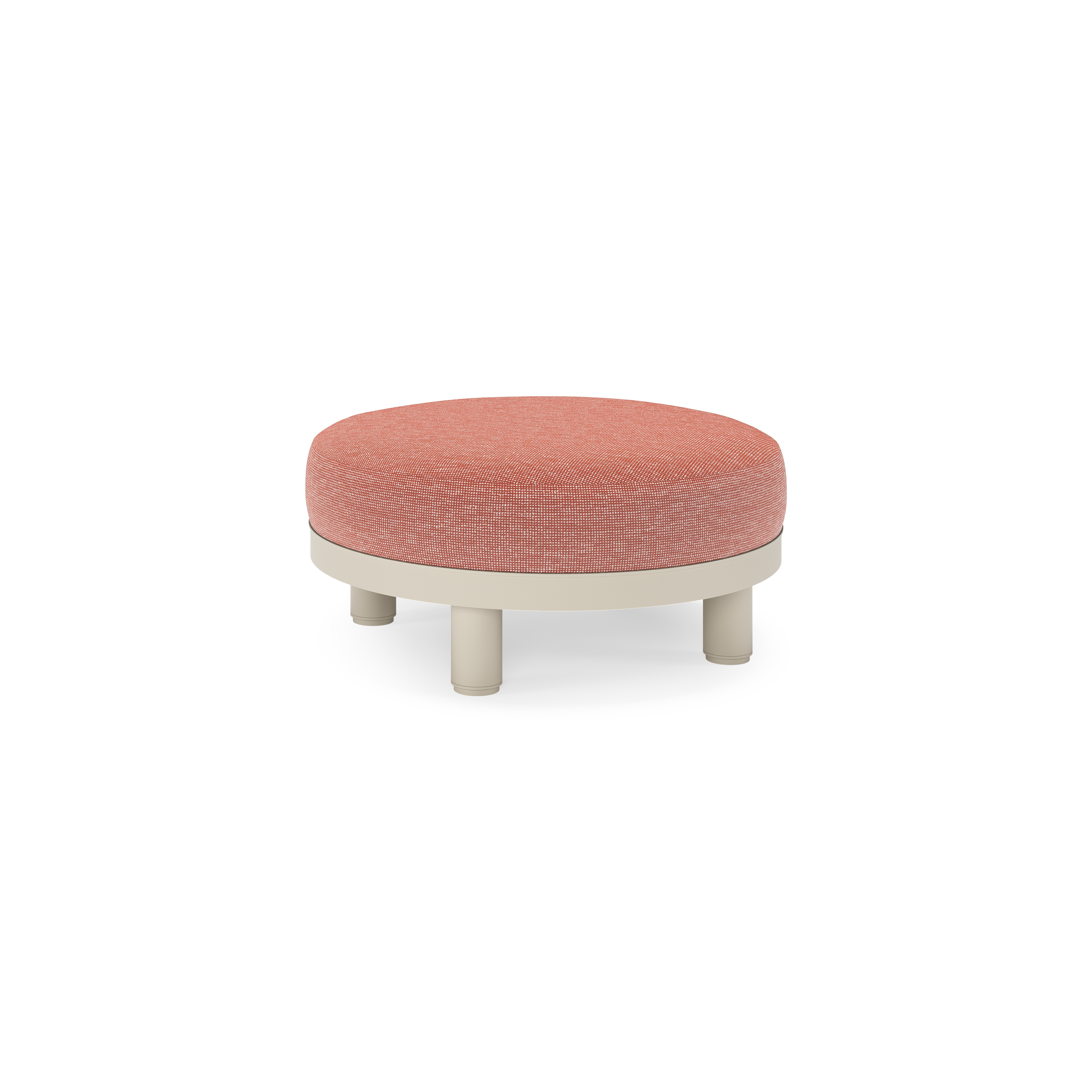 Salon de jardin pouf Donato en aluminium beige et coussins en all weather sunbrella® luxe Slow Alezan