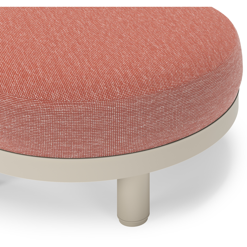 Salon de jardin pouf Donato en aluminium beige et coussins en all weather sunbrella® luxe Slow Alezan