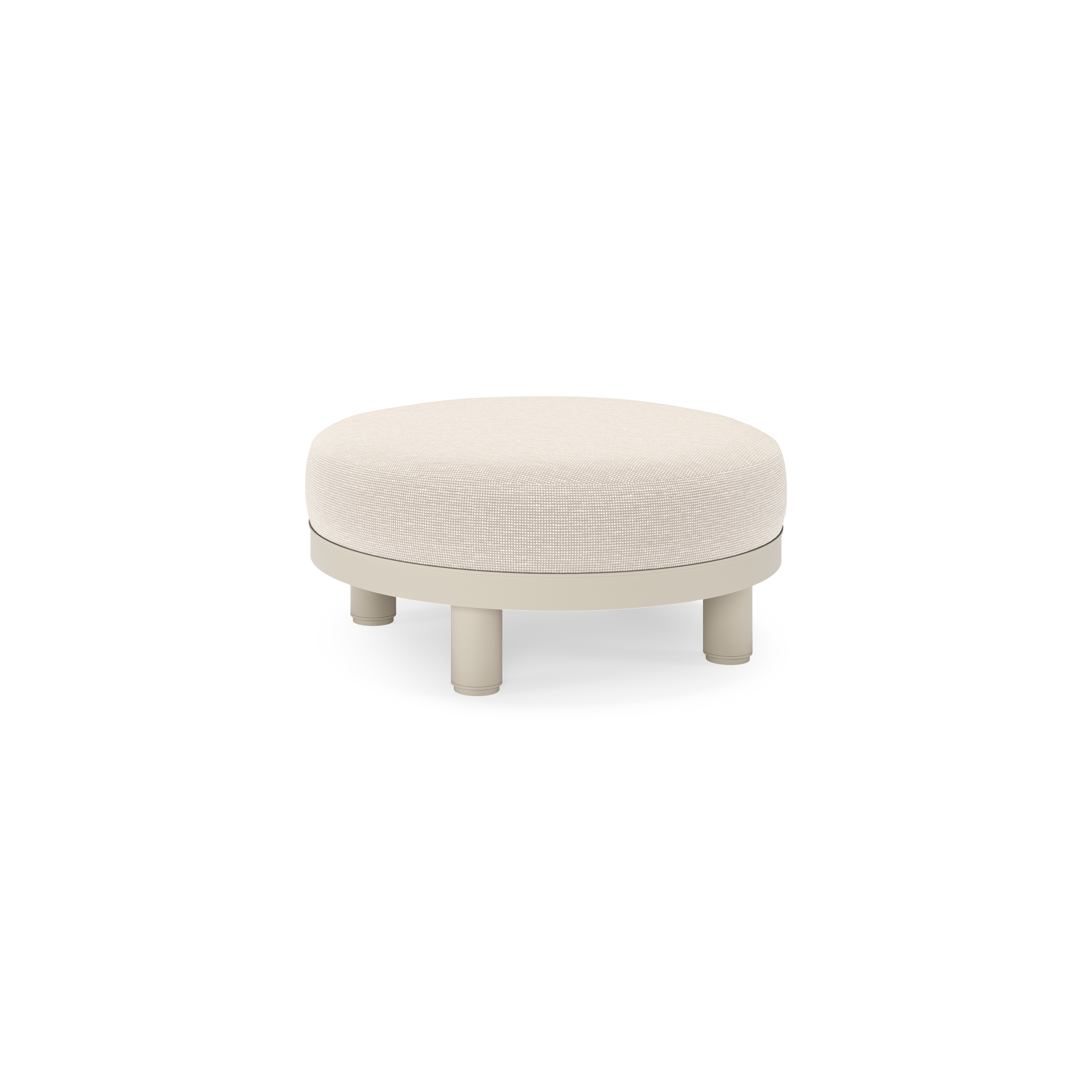 Salon de jardin pouf Donato en aluminium beige et coussins en all weather sunbrella® luxe Slow Farafra