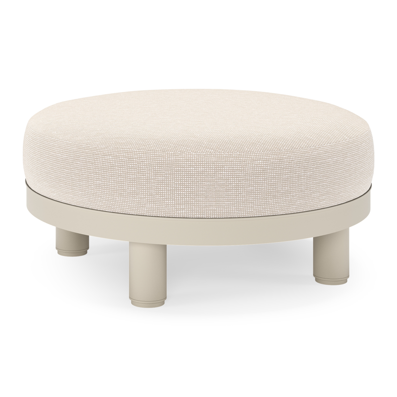 Salon de jardin pouf Donato en aluminium beige et coussins en all weather sunbrella® luxe Slow Farafra
