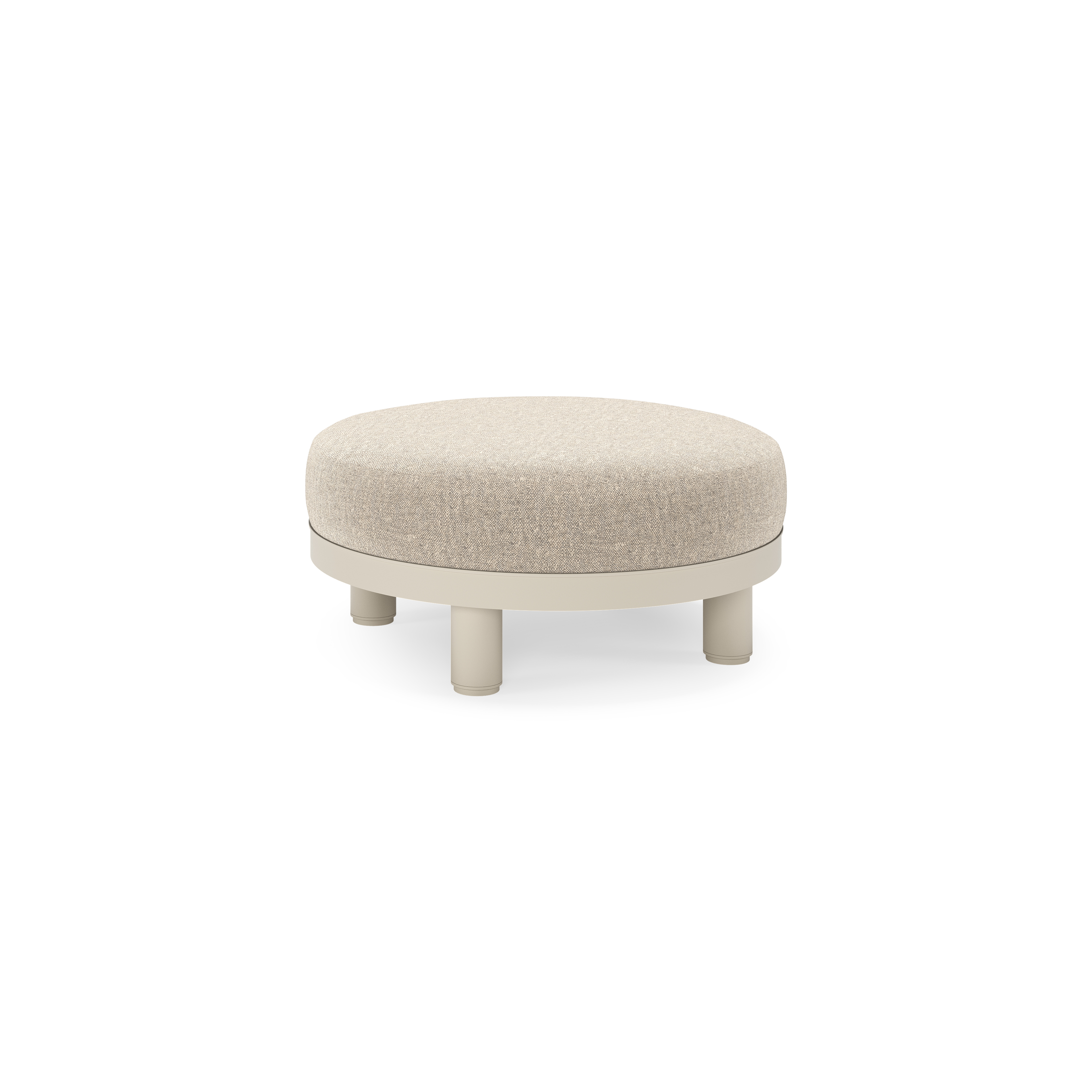 Salon de jardin pouf Donato en aluminium beige et coussins en all weather sunbrella® luxe Chartres Pewter