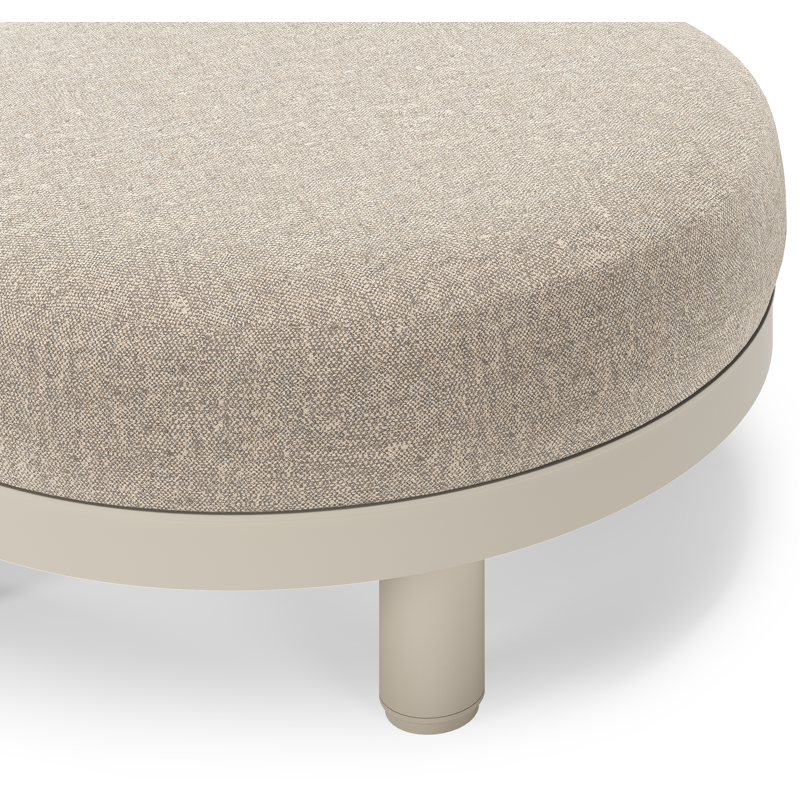 Donato lounge poef in beige aluminium met all weather sunbrella® luxe Chartres Pewter kussen