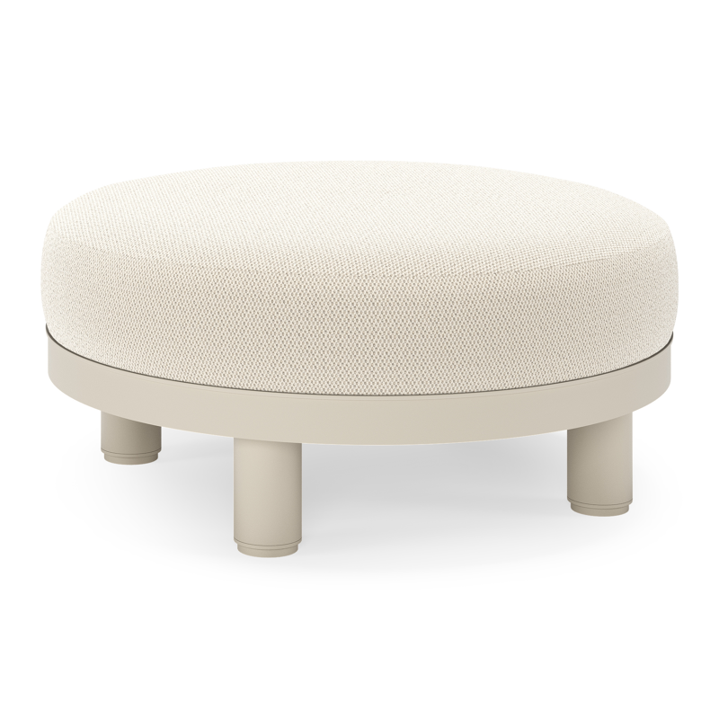 Salon de jardin pouf Donato en aluminium beige et coussins en all weather sunbrella® luxe Lopi Marble