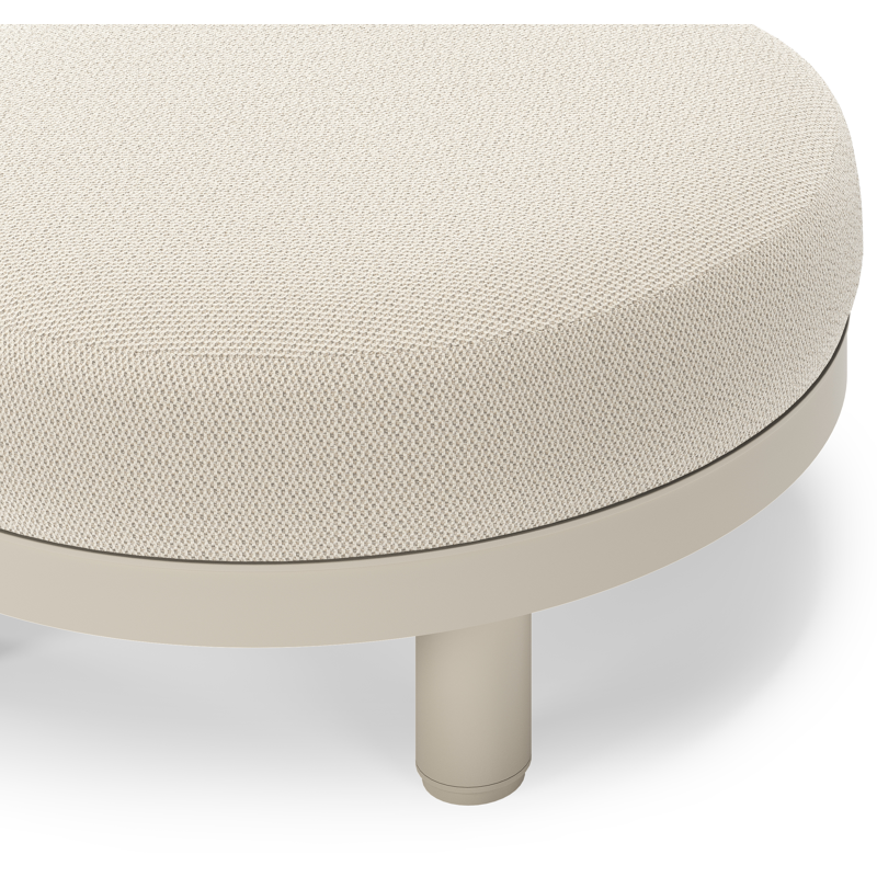 Salon de jardin pouf Donato en aluminium beige et coussins en all weather sunbrella® luxe Lopi Marble