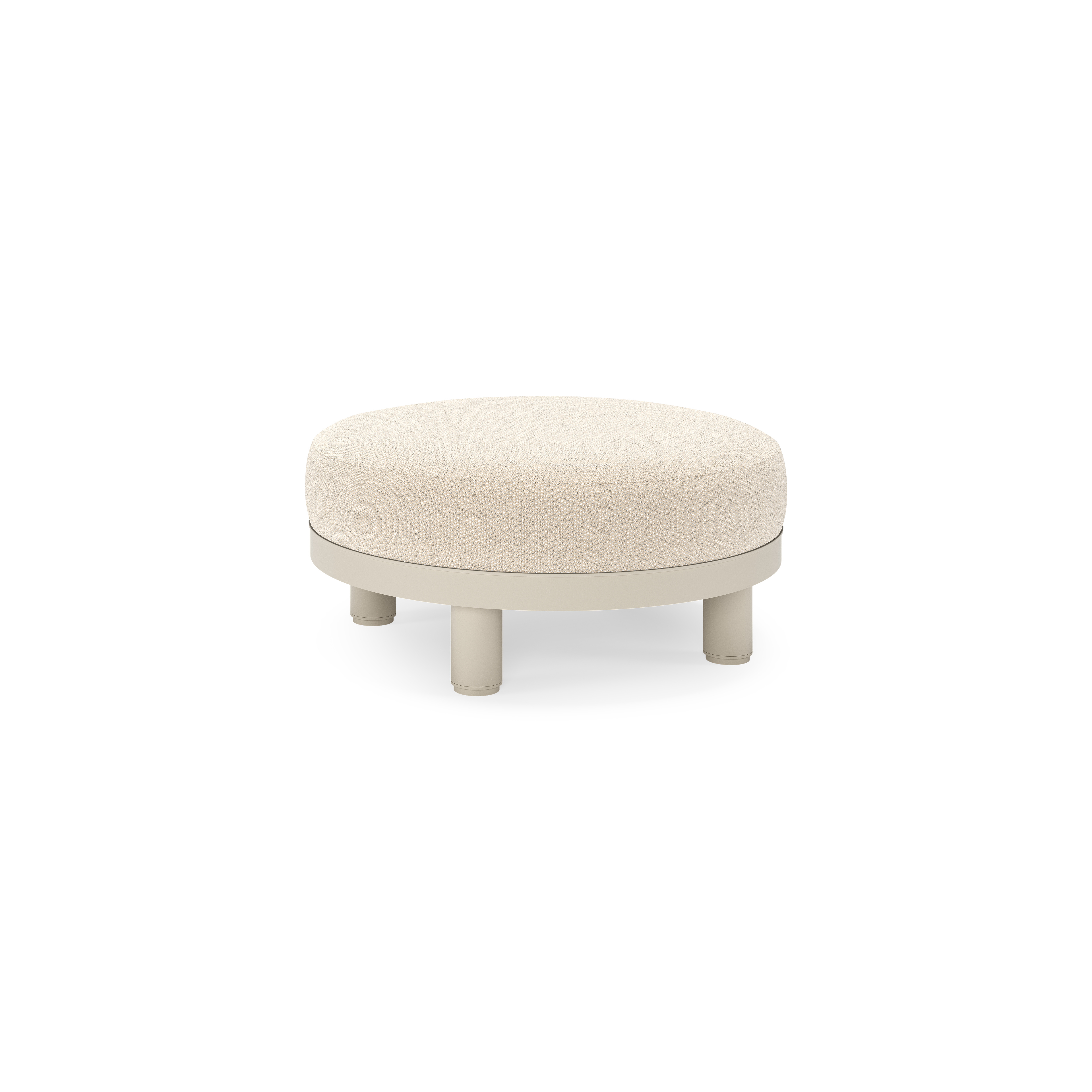 Salon de jardin pouf Donato en aluminium beige et coussins en all weather sunbrella® luxe Lopi Sand