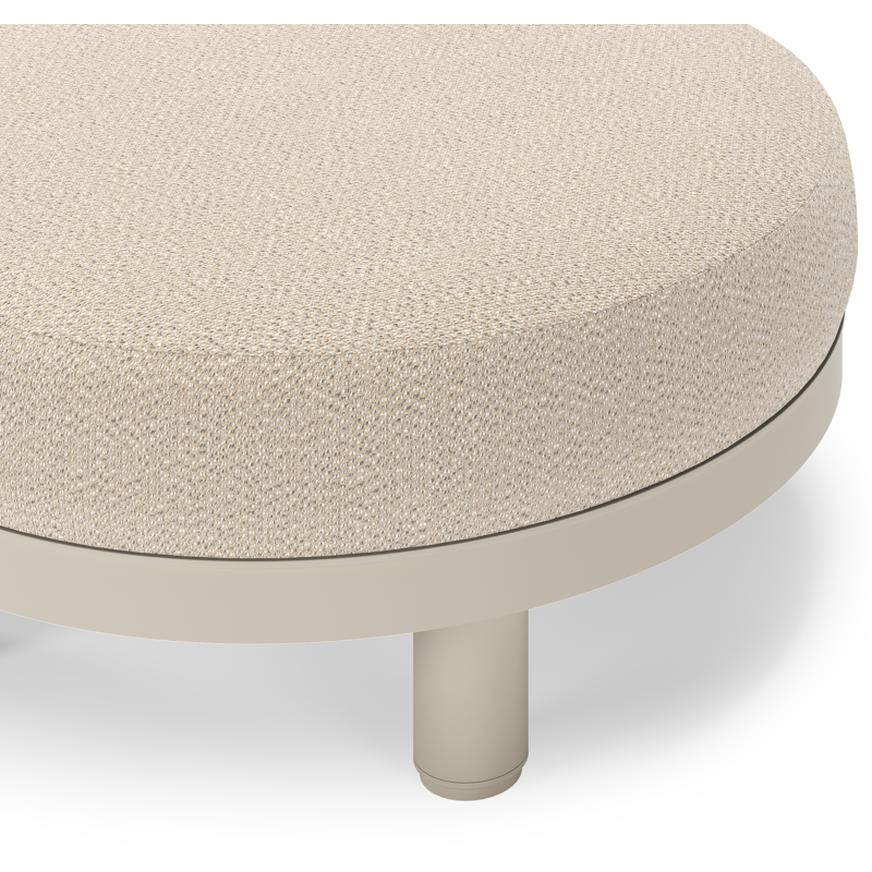 Salon de jardin pouf Donato en aluminium beige et coussins en all weather sunbrella® luxe Lopi Sand