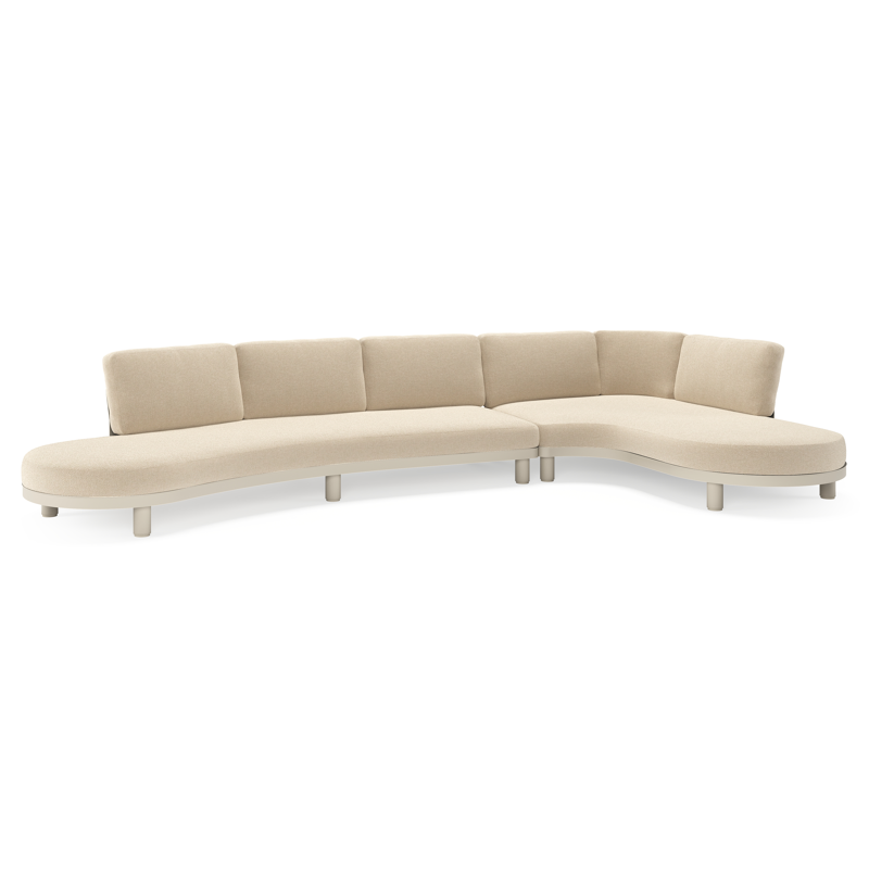 Salon de jardin d'angle Donato en aluminium beige et coussins en all weather cosytica Althea Chalk
