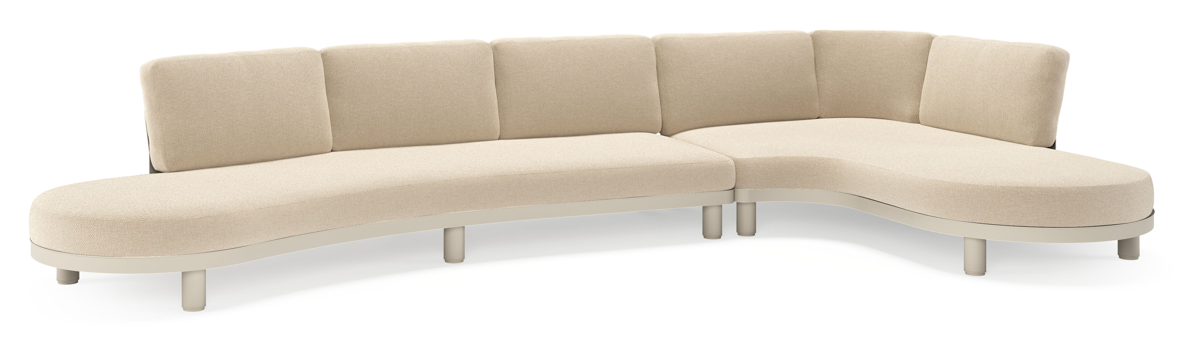 Salon de jardin d'angle Donato en aluminium beige et coussins en all weather cosytica Althea Chalk