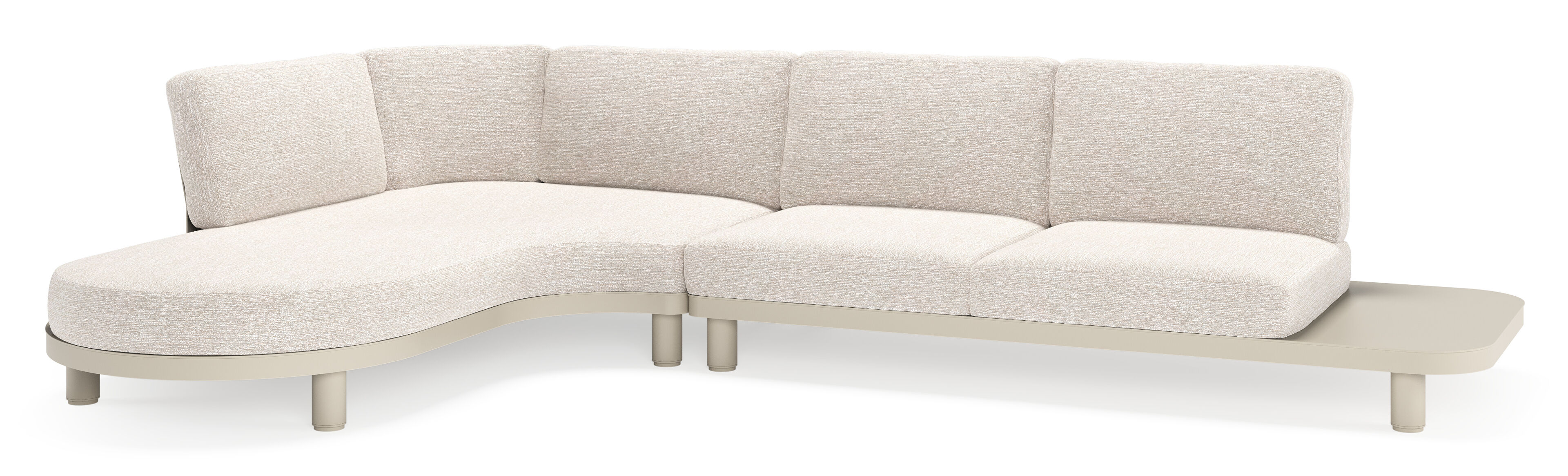 Salon de jardin d'angle Donato en aluminium beige et coussins en all weather sunbrella® luxe tundra sand
