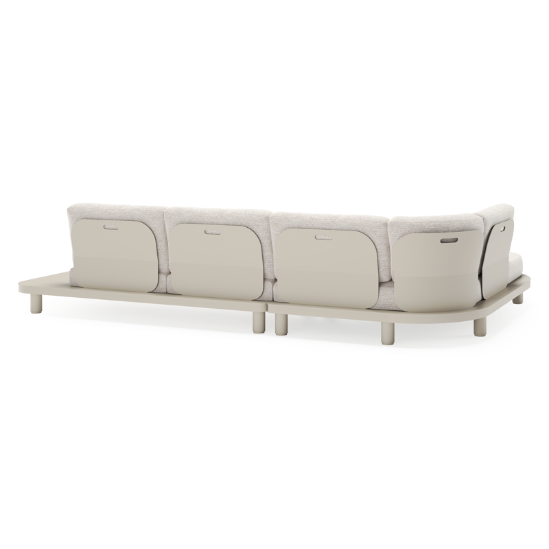 Salon de jardin d'angle Donato en aluminium beige et coussins en all weather sunbrella® luxe tundra sand