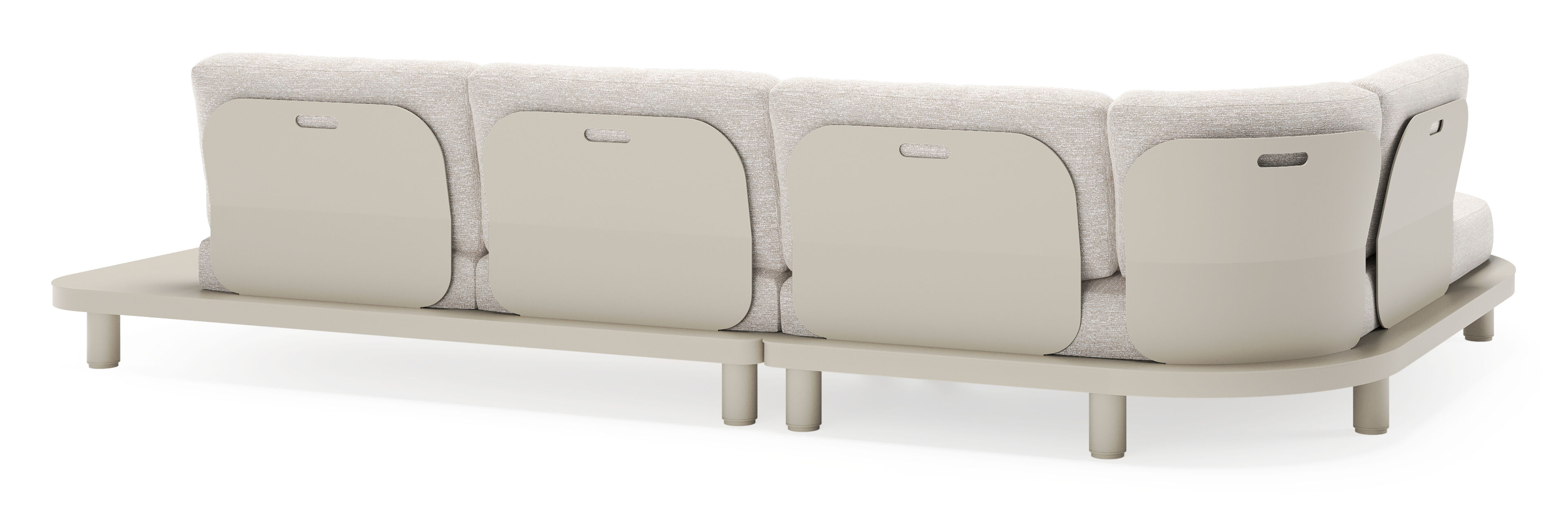 Salon de jardin d'angle Donato en aluminium beige et coussins en all weather sunbrella® luxe tundra sand