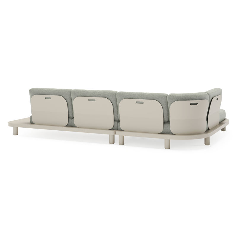 Salon de jardin d'angle Donato en aluminium beige et coussins en all weather sunbrella® luxe savane leaf