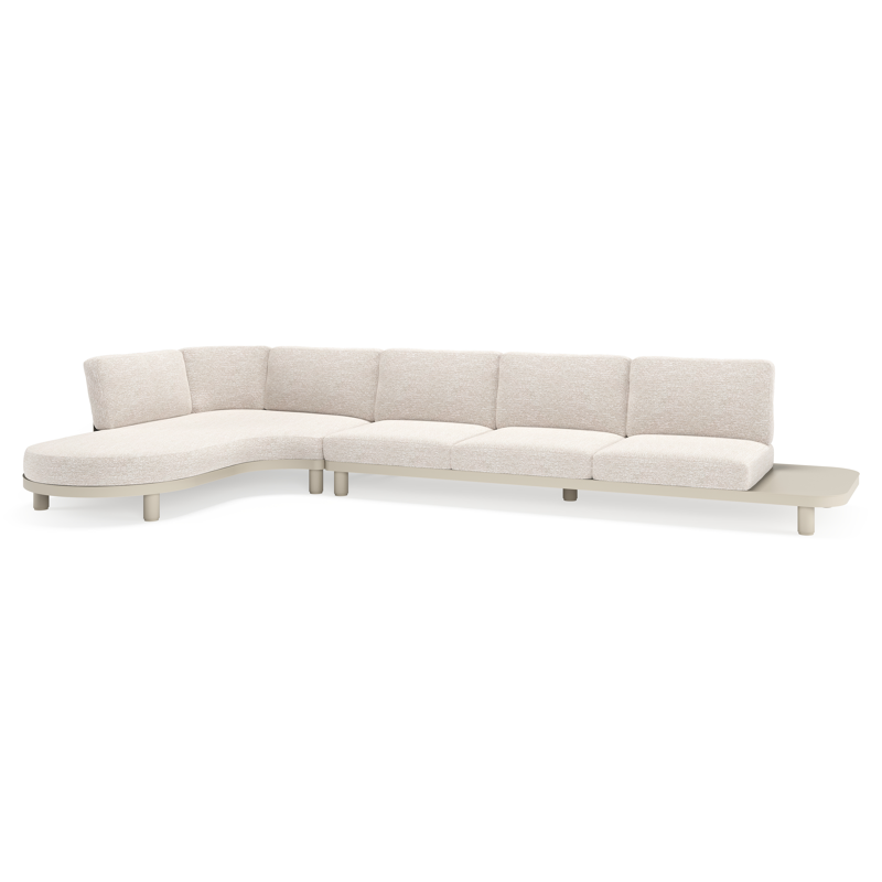 Salon de jardin d'angle Donato en aluminium beige et coussins en all weather sunbrella® luxe tundra sand