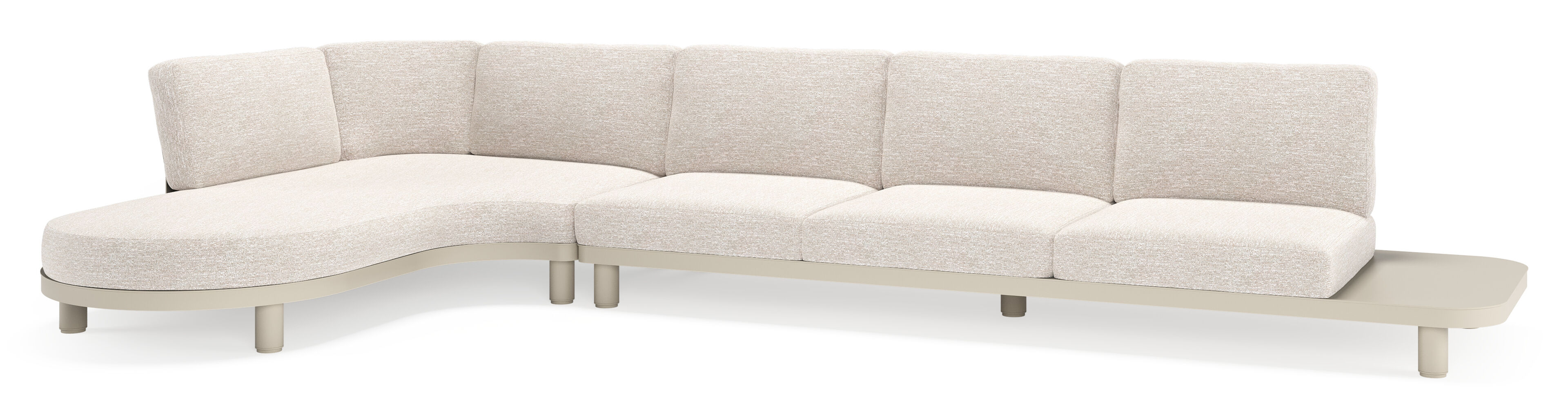 Salon de jardin d'angle Donato en aluminium beige et coussins en all weather sunbrella® luxe tundra sand