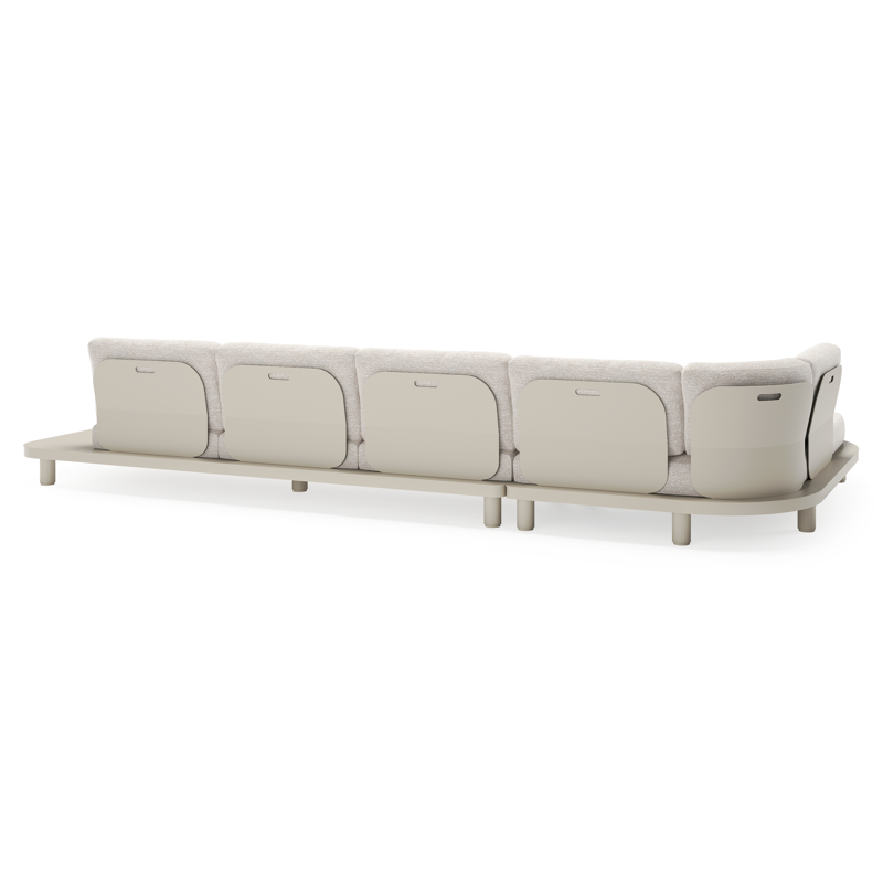 Salon de jardin d'angle Donato en aluminium beige et coussins en all weather sunbrella® luxe tundra sand
