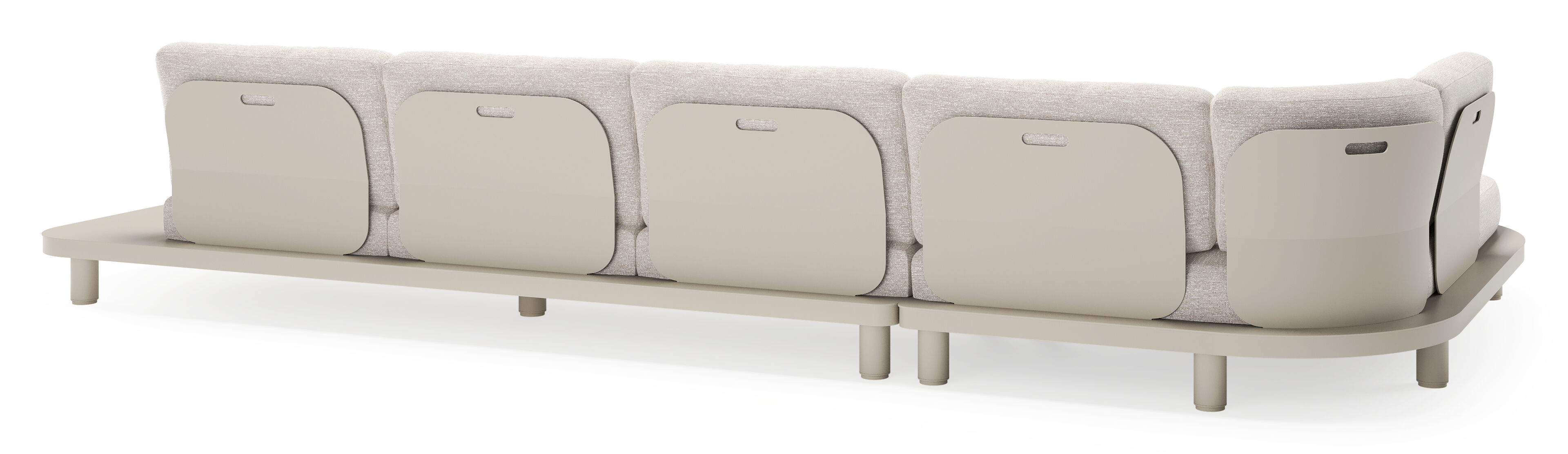 Salon de jardin d'angle Donato en aluminium beige et coussins en all weather sunbrella® luxe tundra sand