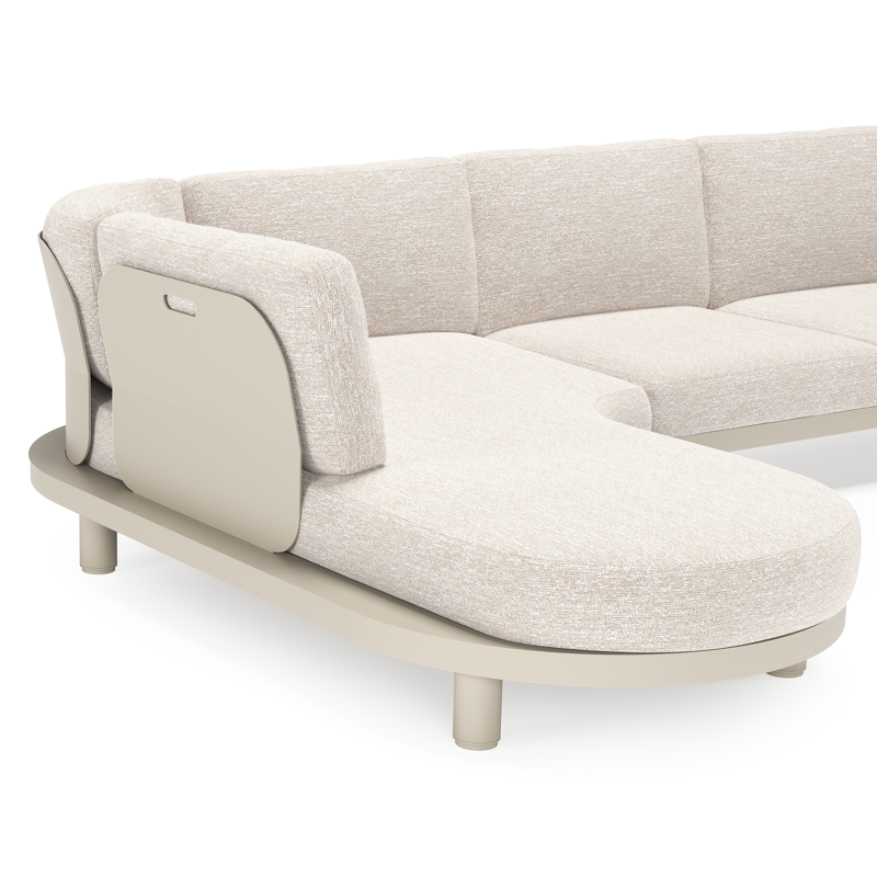 Salon de jardin d'angle Donato en aluminium beige et coussins en all weather sunbrella® luxe tundra sand