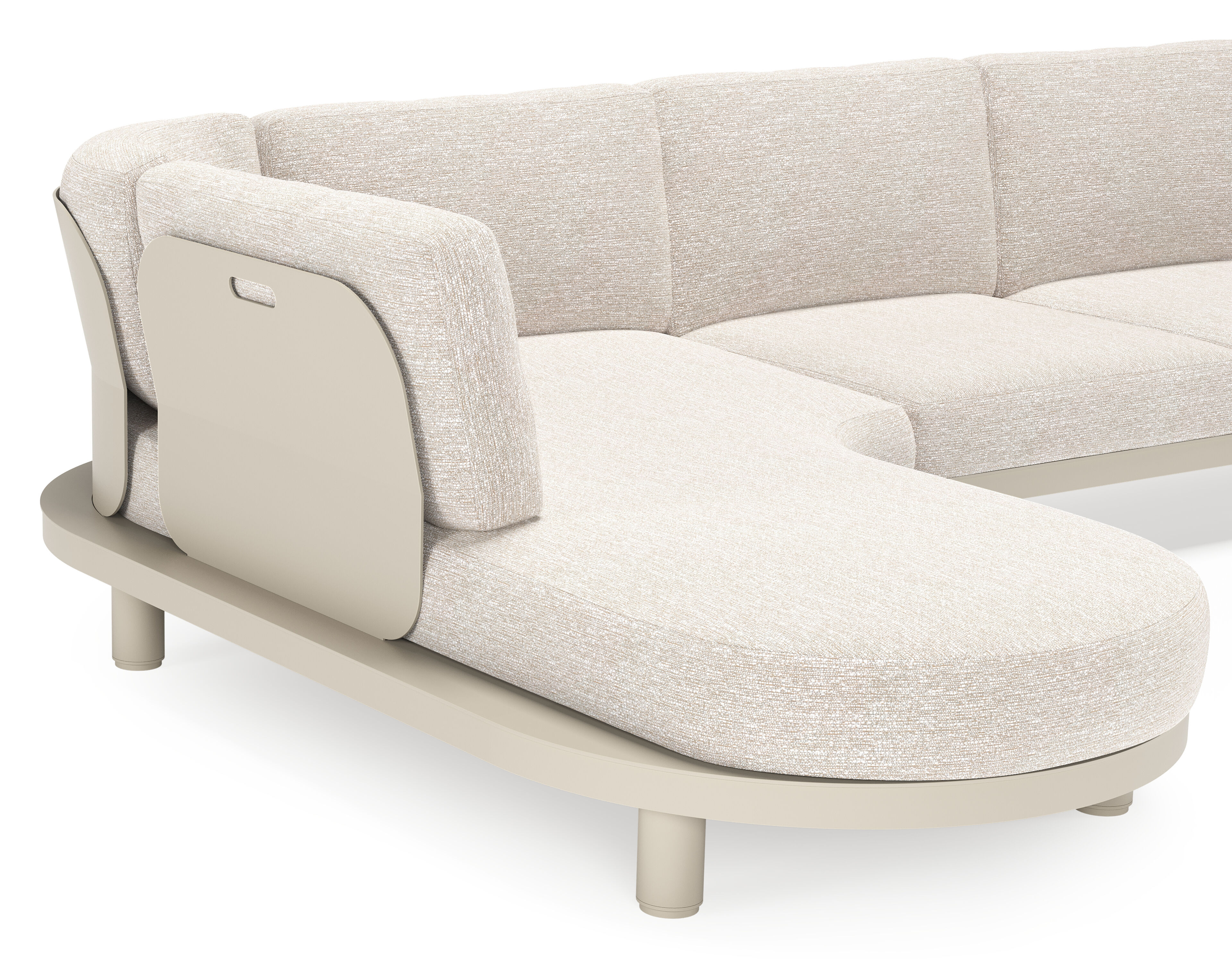 Salon de jardin d'angle Donato en aluminium beige et coussins en all weather sunbrella® luxe tundra sand