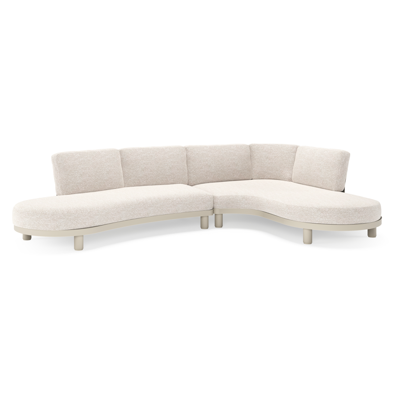 Donato loungehoek in beige aluminium met all weather sunbrella® luxe Tundra Sand kussen