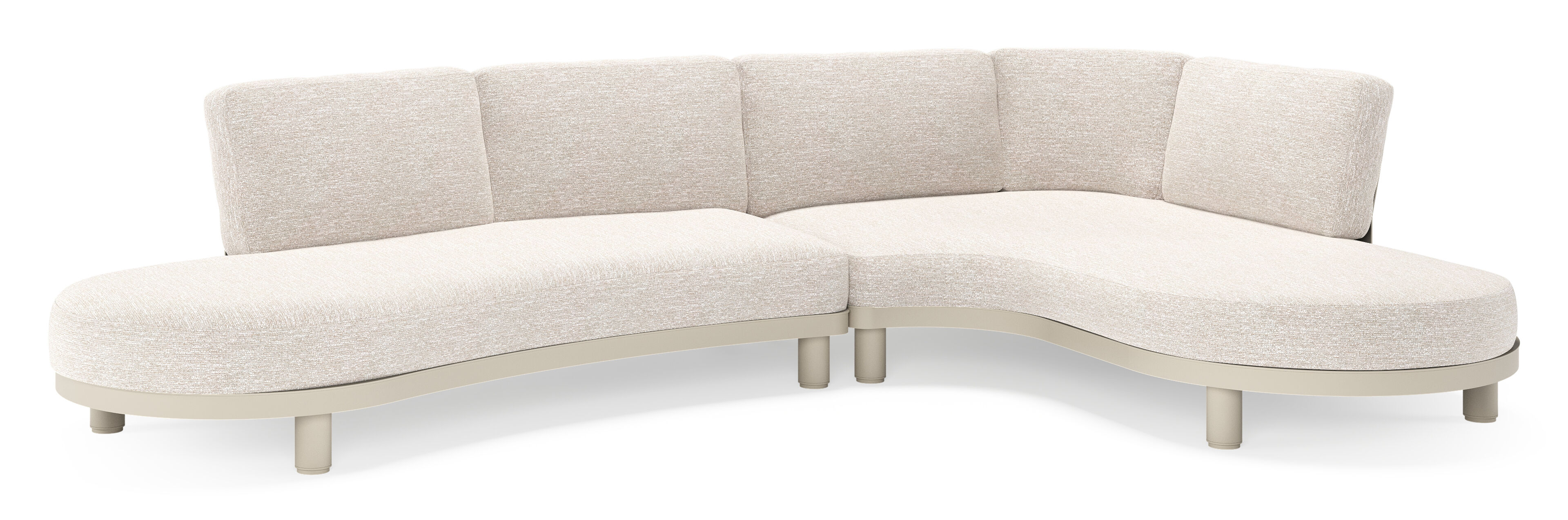 Donato loungehoek in beige aluminium met all weather sunbrella® luxe Tundra Sand kussen