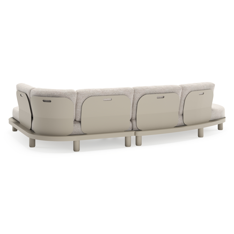 Donato loungehoek in beige aluminium met all weather sunbrella® luxe Tundra Sand kussen
