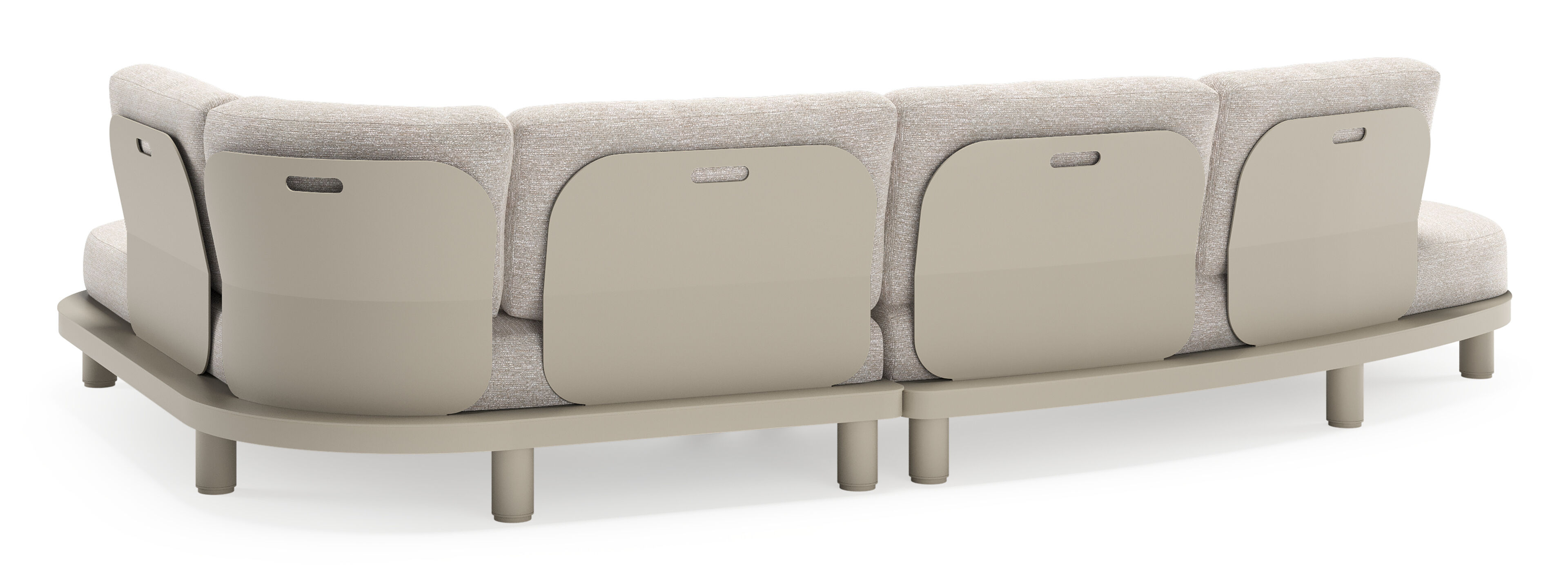 Donato loungehoek in beige aluminium met all weather sunbrella® luxe Tundra Sand kussen