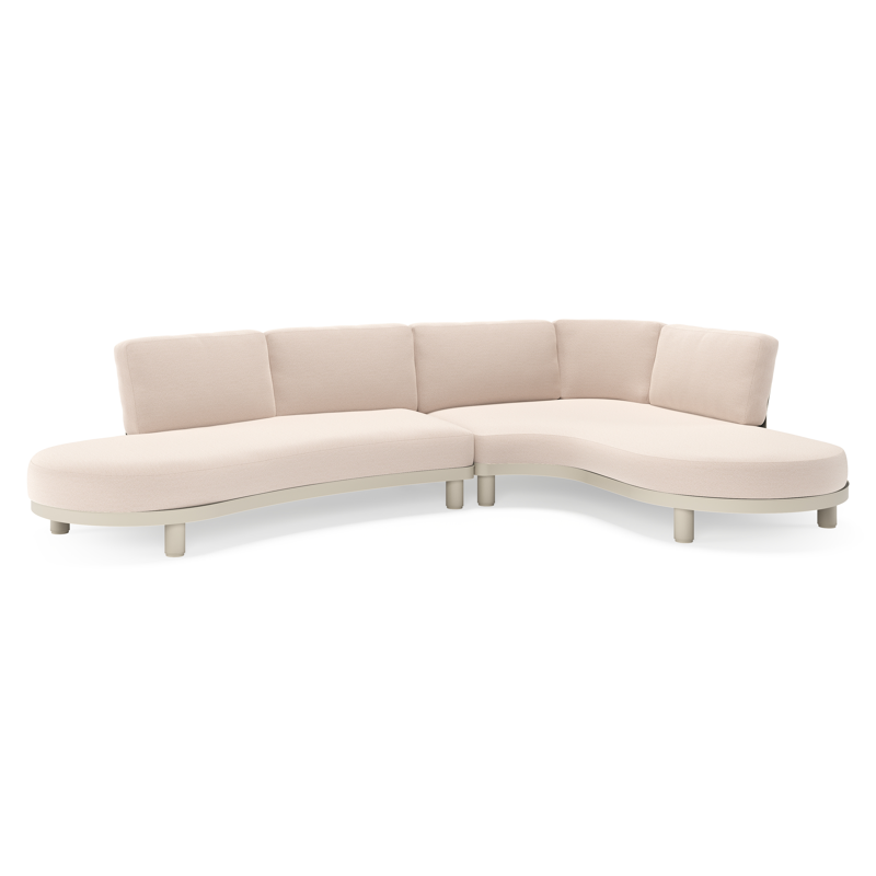 Salon de jardin d'angle Donato en aluminium beige et coussins en all weather sunbrella® luxe Wander Pilat