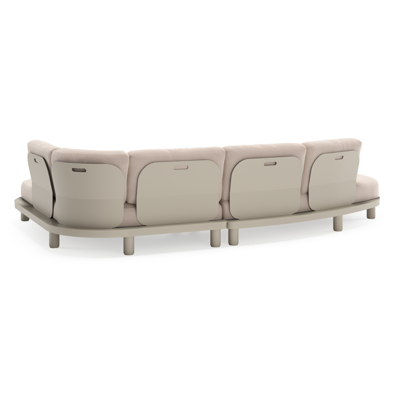 Salon de jardin d'angle Donato en aluminium beige et coussins en all weather sunbrella® luxe Wander Pilat