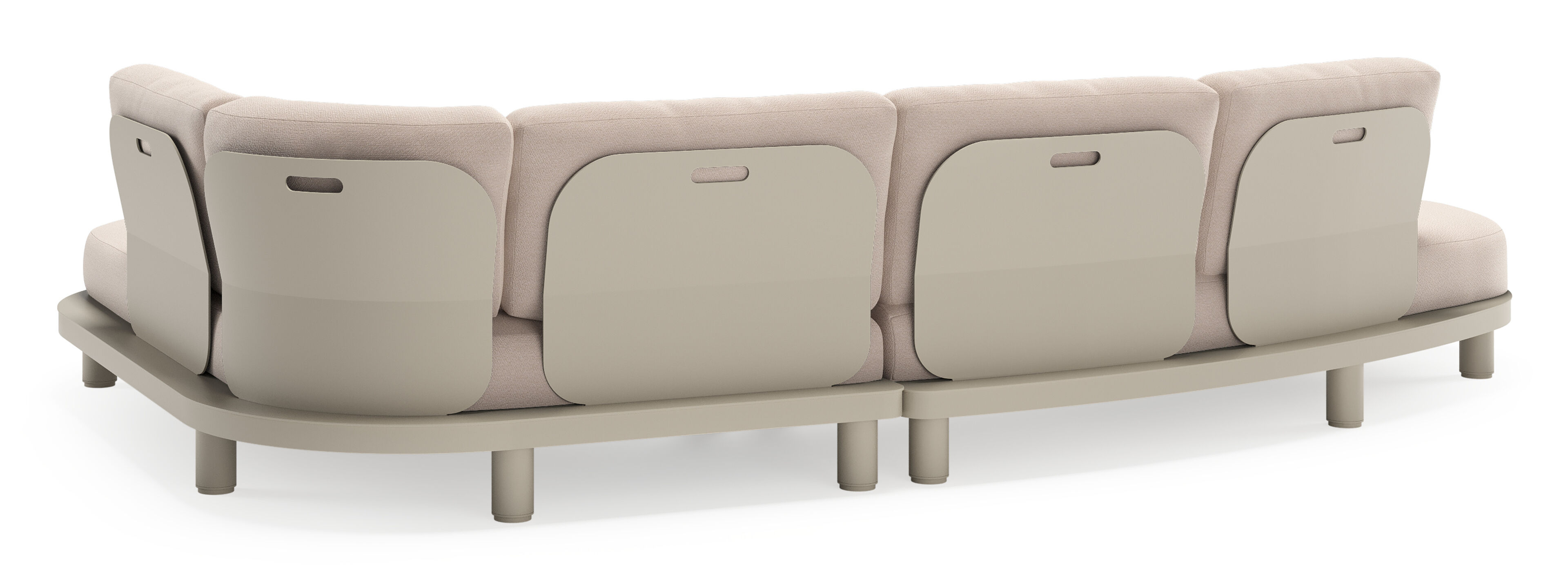 Salon de jardin d'angle Donato en aluminium beige et coussins en all weather sunbrella® luxe Wander Pilat