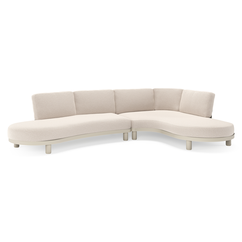 Salon de jardin d'angle Donato en aluminium beige et coussins en all weather sunbrella® luxe Slow Farafra