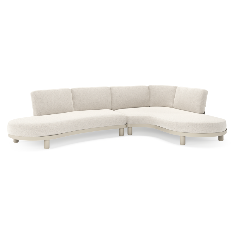 Donato loungehoek in beige aluminium met all weather solica Firenze Natural kussen