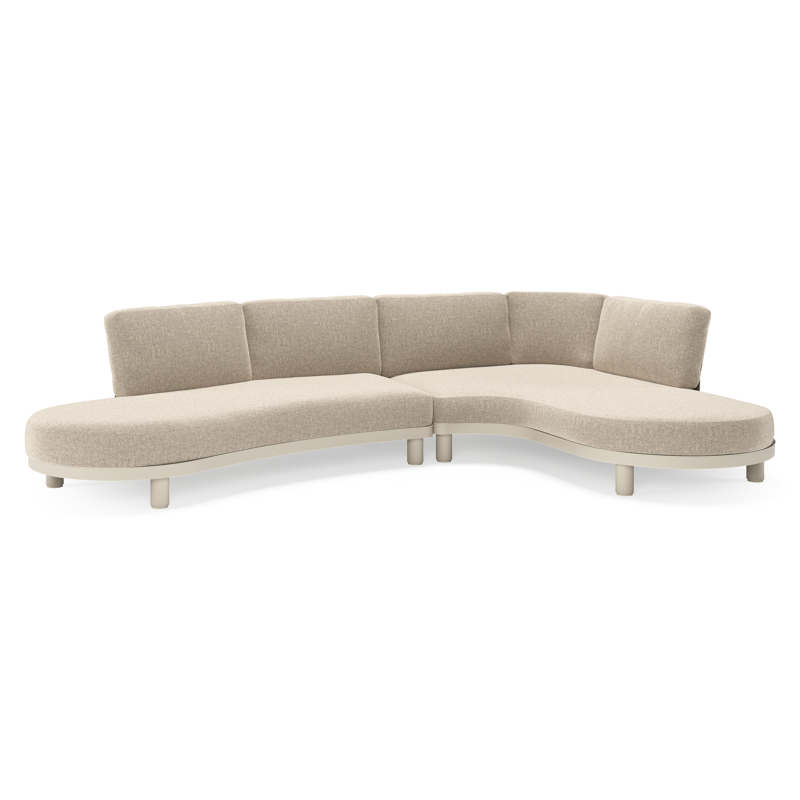 Salon de jardin d'angle Donato en aluminium beige et coussins en all weather sunbrella® luxe Chartres Pewter