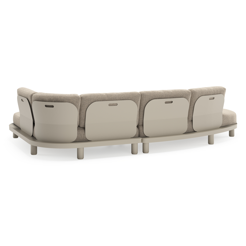Salon de jardin d'angle Donato en aluminium beige et coussins en all weather sunbrella® luxe Chartres Pewter