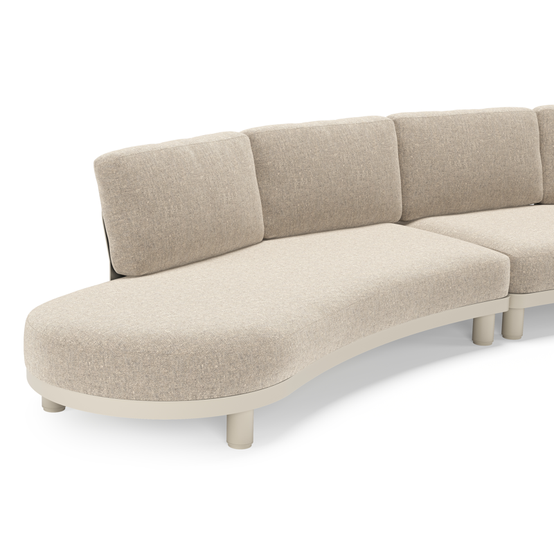 Salon de jardin d'angle Donato en aluminium beige et coussins en all weather sunbrella® luxe Chartres Pewter